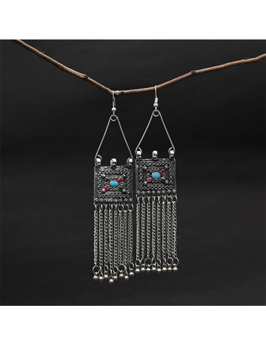 Long Earrings with Dual Tone Enamel 