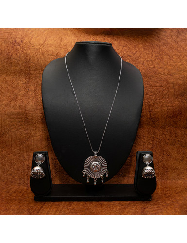 Long Chain with Ganesha Pendant and Jhumkaas